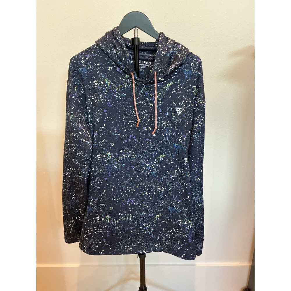 Maelreg Mens Performance Hoodie XL Galaxy Paint Splatter Wicking Stretch Navy